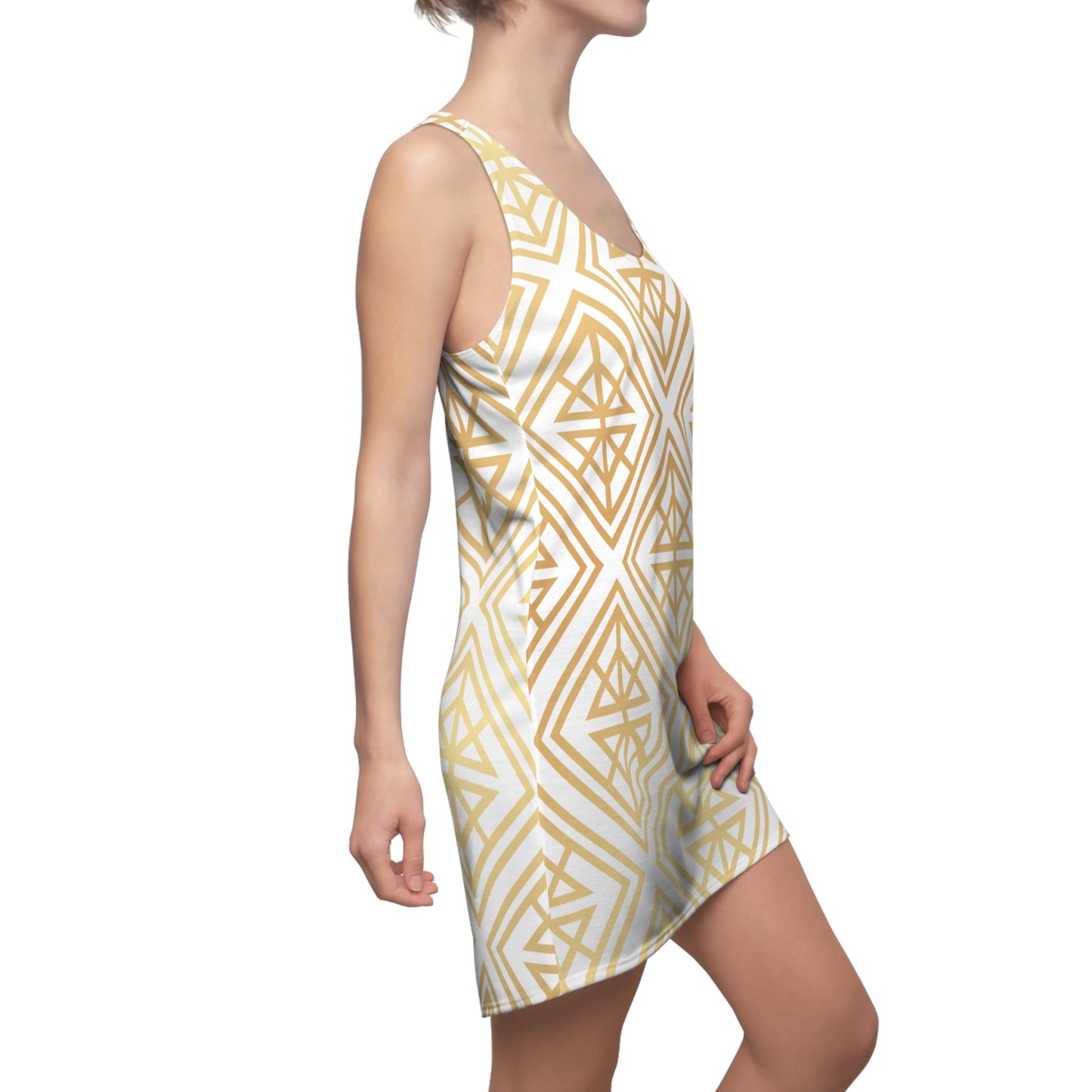 Luxury Racerback Dress mit Geometric Gold Line Muster